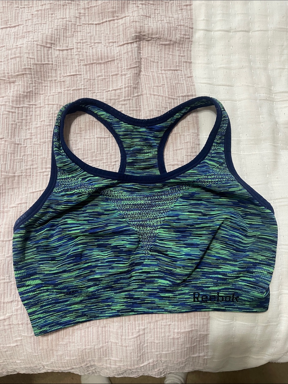 Reebok Blue-Green Space Dye Racerback Sports Bra